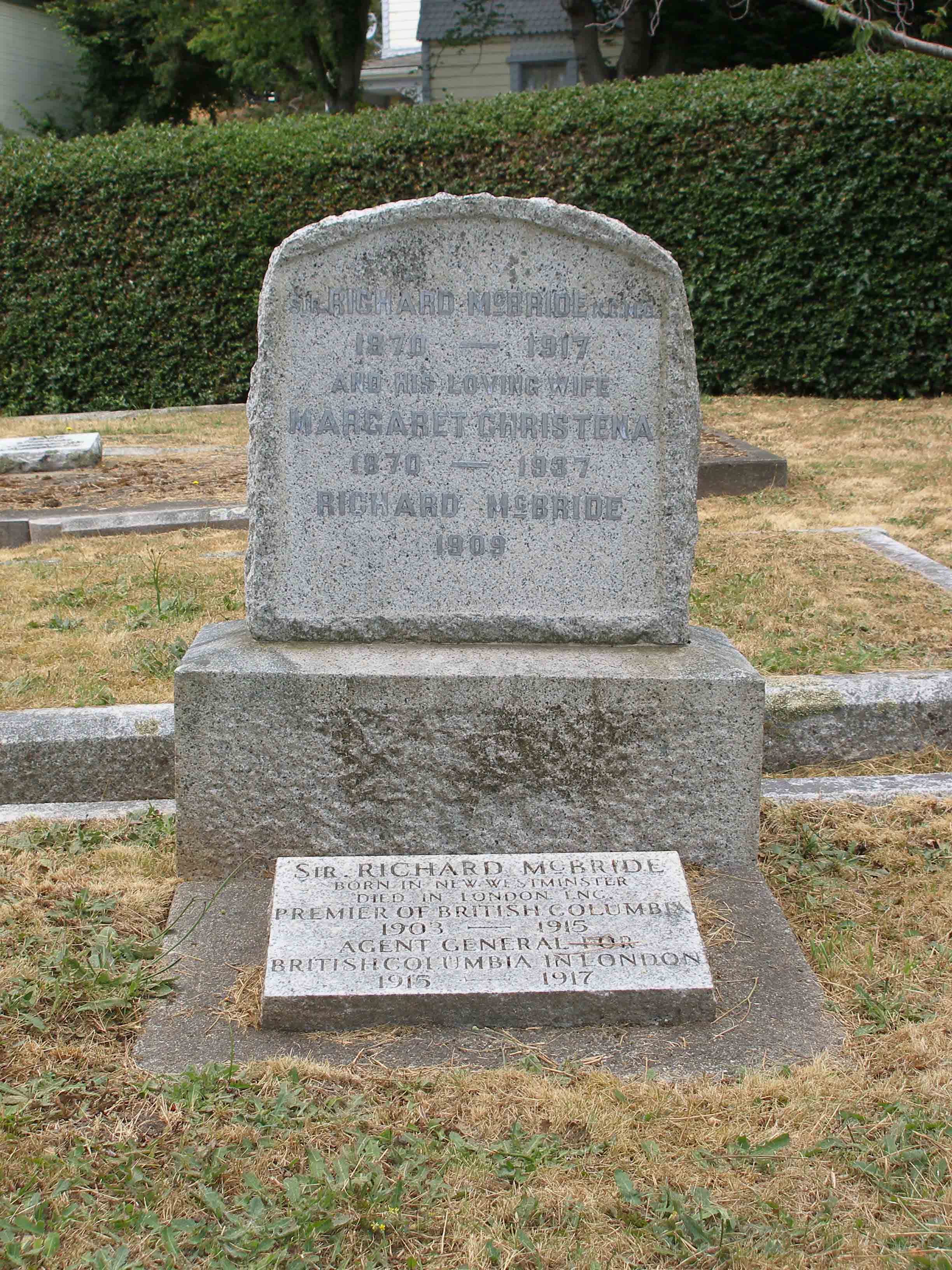Sir Richard McBride headstone, Ross Bay Cemetery